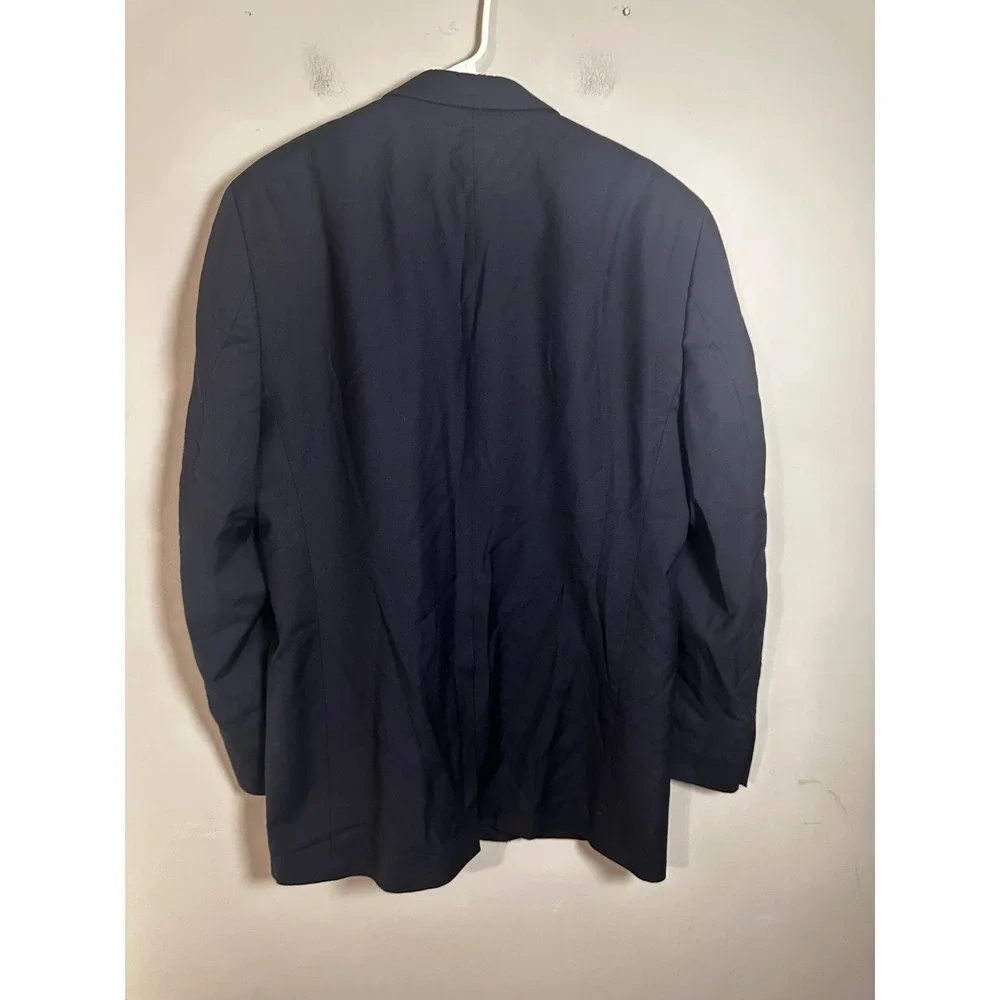 Michael Kors Mens Navy Blue 100% Wool Blazer Silver Crest Buttons 42R Sport Coat